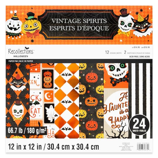 12" x 12" Vintage Spirits Paper Pad by Recollections™, 24 Sheets